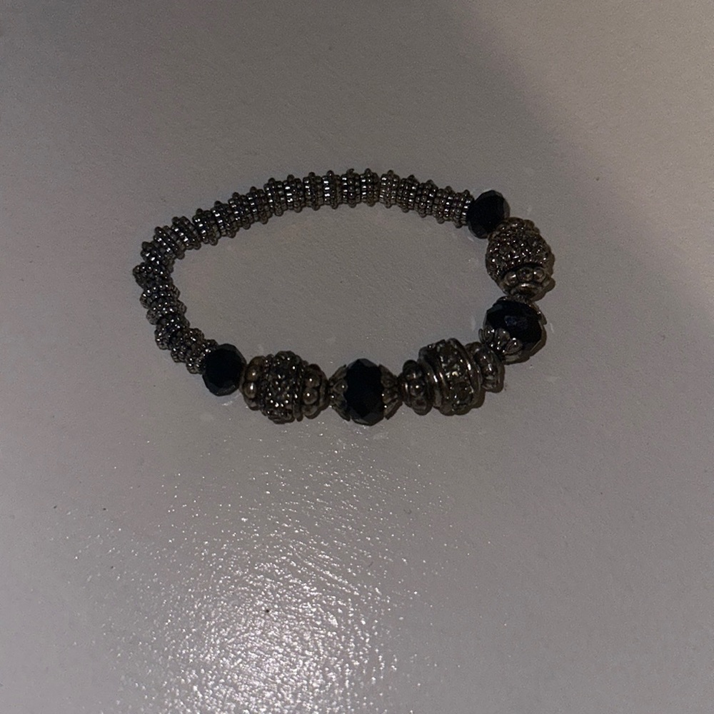 Black and Silver Beaded Bracelet